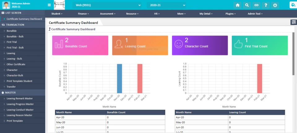 screenshot of Vidyalaya School Software